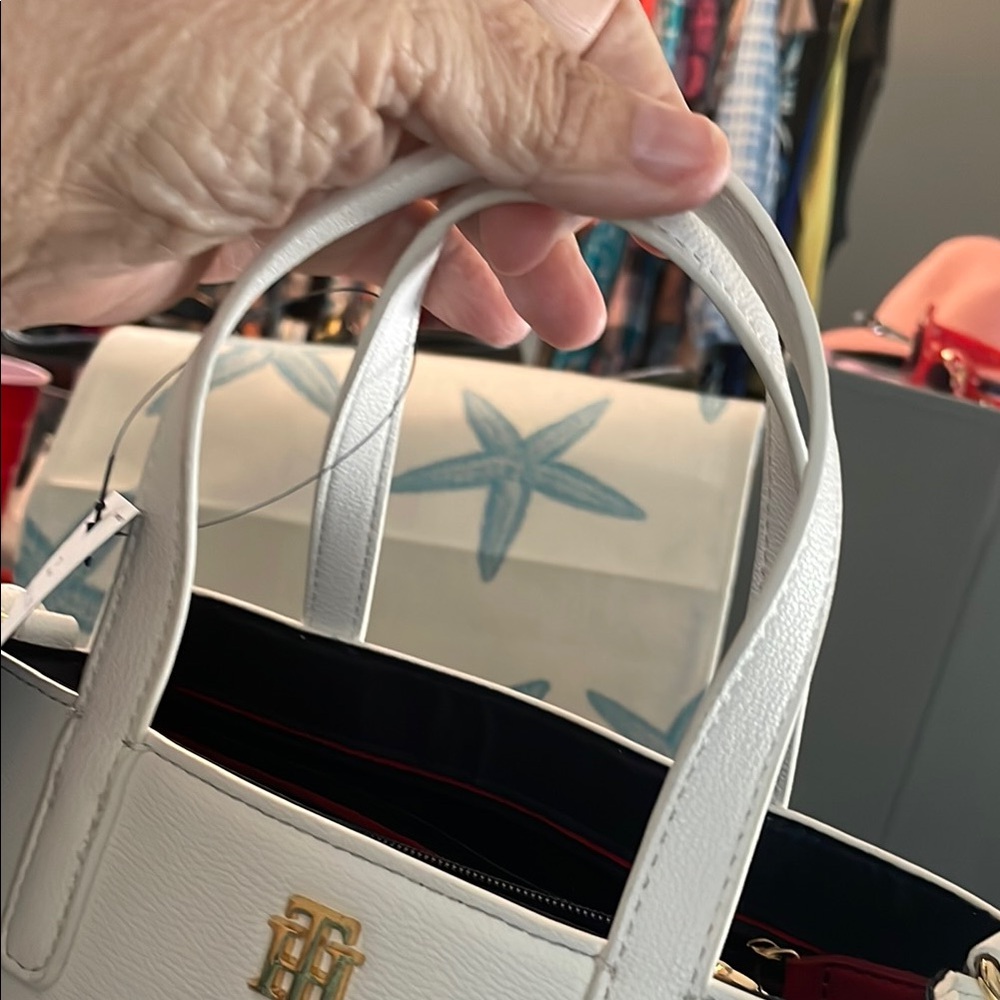 Tommy Hilfiger White and Gray Satchel - Picture 6 of 9